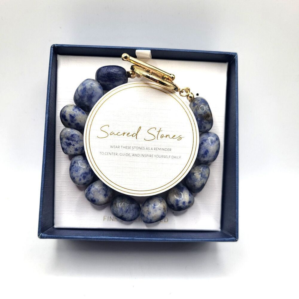 New! Chunky Lapis Sacred Stone Chunky Bangle Bracelet Bohemian Creativity 9in